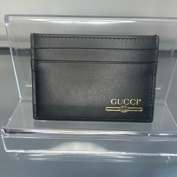 Gucci Black Cardholder with Gold Lettering, Brand New - Picture 1 of 3